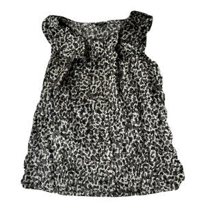 Apt. 9 Blouse Sz L Black White Tank Top Leopard Print Ruffle Neck Career Work